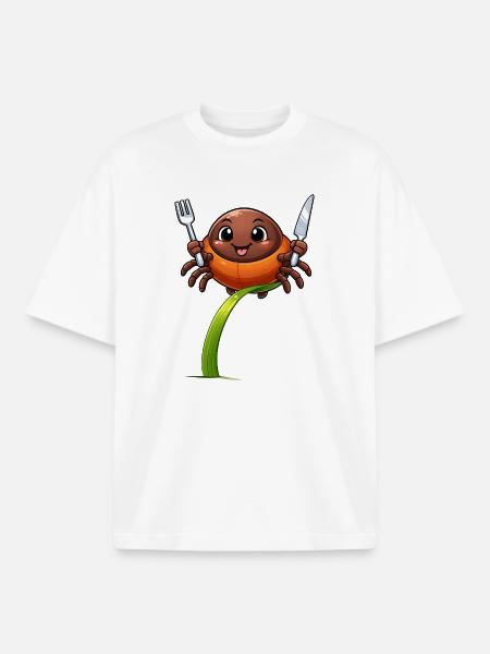 Funny Tick with Cutlery - Boxy Heavyweight Unisex Organic T-Shirt by Stanley/Stella - white
