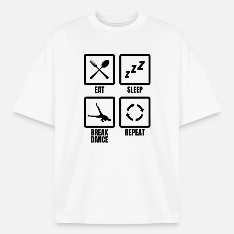 Routine quotidienne du breakdancer - T-shirt unisexe épais coupe boxy Stanley/Stella - blanc