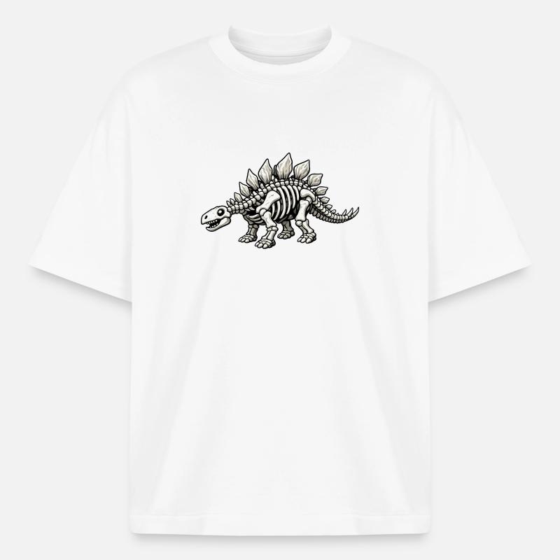 Stegosaurus Skeleton - Heavyweight Boxy Unisex T-Shirt by Stanley/Stella - white