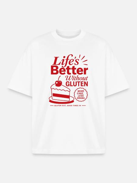 Life Is Better Without Gluten - Boxy Heavyweight Unisex Organic T-Shirt by Stanley/Stella - white