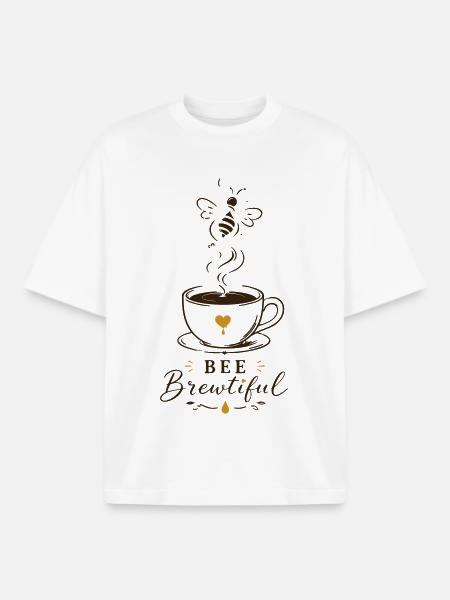 BEE Brewtiful Coffee Mug Design - Boxy Heavyweight Unisex Organic T-Shirt by Stanley/Stella - white