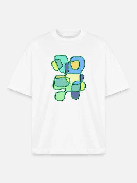 Patchwork Farbspiel Konturkunst - Boxy Heavyweight Unisex Organic T-Shirt von Stanley/Stella - Weiß
