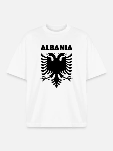Albania black - Boxy Heavyweight Unisex Organic T-Shirt by Stanley/Stella - white