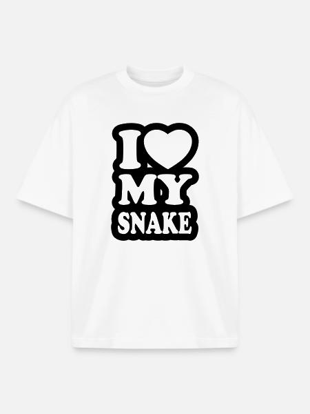 I love my snake - Boxy Heavyweight Unisex Organic T-Shirt by Stanley/Stella - white