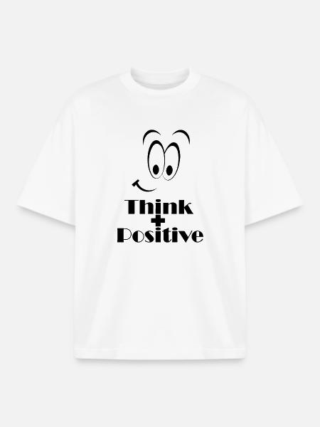Think Positive - Think positive with a smile - Boxy Heavyweight Unisex Organic T-Shirt by Stanley/Stella - white
