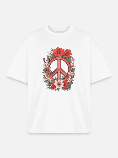 Peace Sign - Boxy Heavyweight Unisex Organic T-Shirt by Stanley/Stella - white