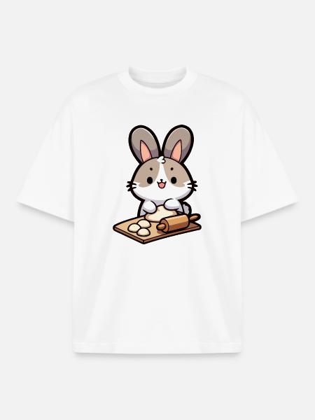 Bunny Baker: The Dough Delighter - Boxy Heavyweight Unisex Organic T-Shirt by Stanley/Stella - white