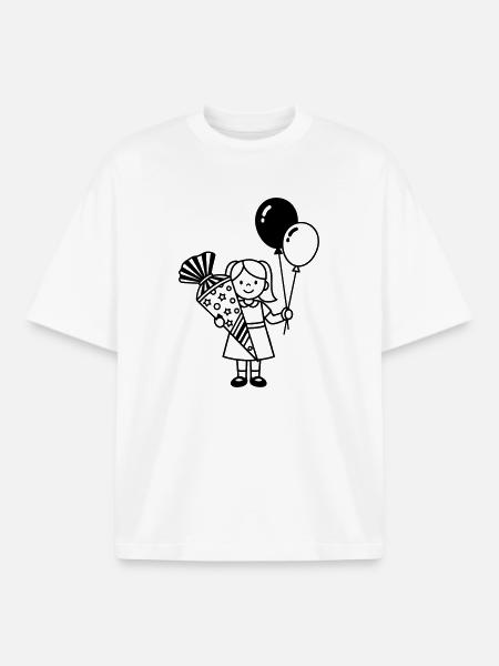 School enrollment girl with school cone - Boxy Heavyweight Unisex Organic T-Shirt by Stanley/Stella - white