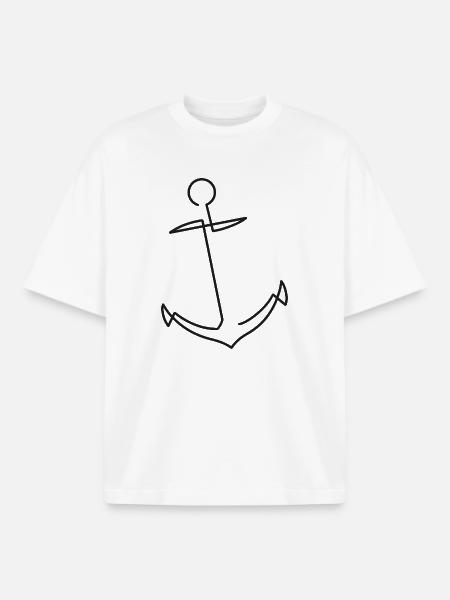 Anchor Sketch – Maritime Symbol of Durability - Boxy Heavyweight Unisex Organic T-Shirt by Stanley/Stella - white
