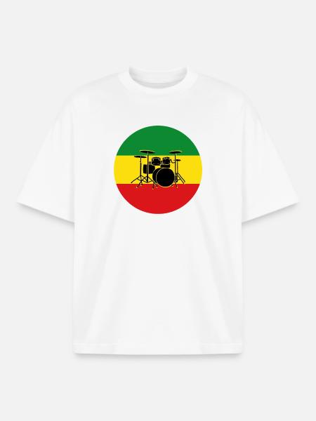 Reggae-Trommeln Silhouette - Boxy Heavyweight Unisex Organic T-Shirt von Stanley/Stella - Weiß