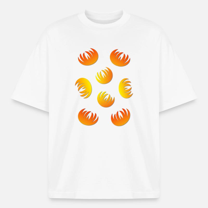 Flame Ring Pattern Yellow Orange - Boxy Heavyweight Unisex Organic T-Shirt by Stanley/Stella - white