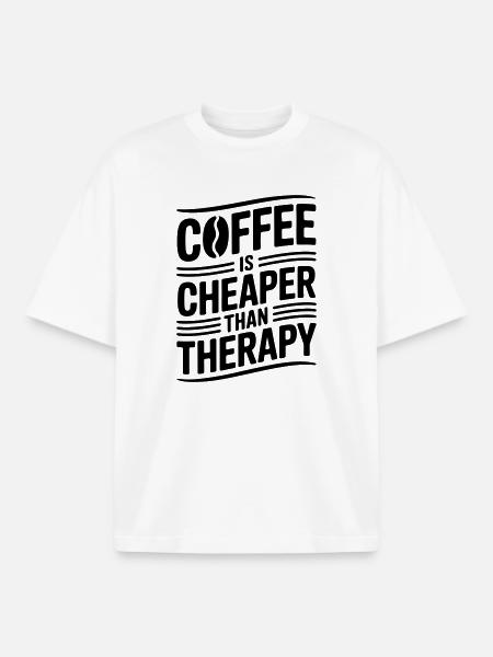 Coffee is cheaper than therapy - Boxy Heavyweight Unisex Organic T-Shirt by Stanley/Stella - white
