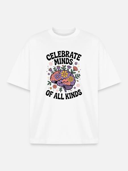Neurodivergent Brain – ADHD & Autism Flowers - Boxy Heavyweight Unisex Organic T-Shirt by Stanley/Stella - white
