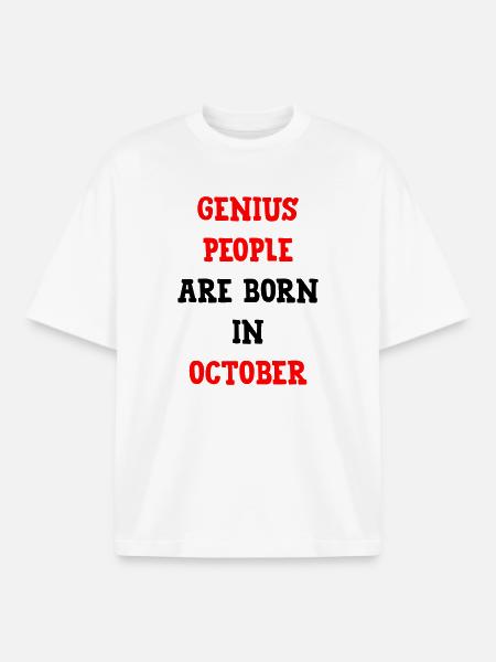 Baby Genius Birth Gift October - Boxy Heavyweight Unisex Organic T-Shirt by Stanley/Stella - white