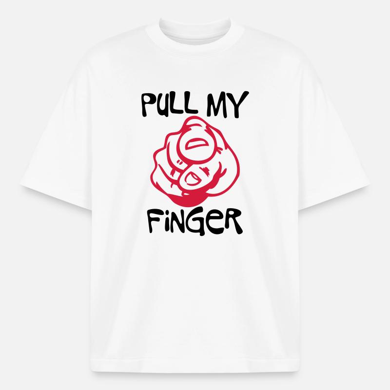 Pull my Finger - Heavyweight Unisex Boxy T-Shirt von stanley/stella	 - Weiß