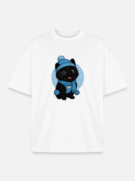 Cuddly Dog Winter Magic - Boxy Heavyweight Unisex Organic T-Shirt by Stanley/Stella - white