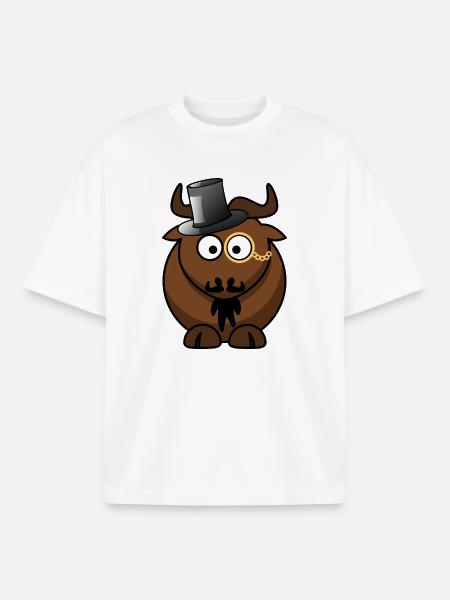 Büffelkarikatur mit Monokel - Boxy Heavyweight Unisex Organic T-Shirt von Stanley/Stella - Weiß