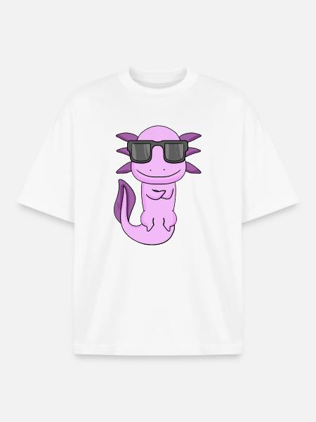 Axolotl with sunglasses - Boxy Heavyweight Unisex Organic T-Shirt by Stanley/Stella - white