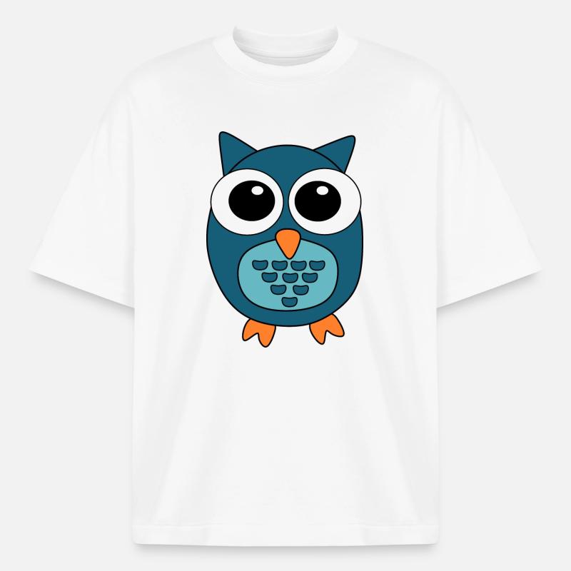 Eule blaue Eule - Boxy Heavyweight Unisex Organic T-Shirt von Stanley/Stella - Weiß