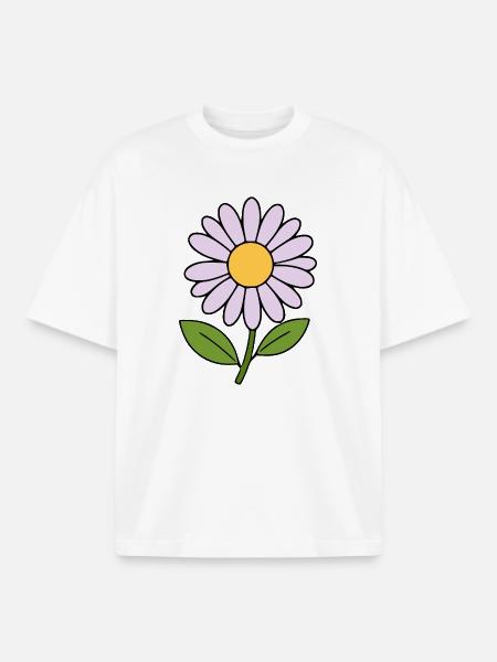 fleurs pastel fleur lilas - T-shirt unisexe boxy épais biologique Stanley/Stella - blanc