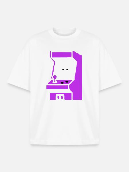 Arcade Silhouette Slot Machine - Boxy Heavyweight Unisex Organic T-Shirt by Stanley/Stella - white