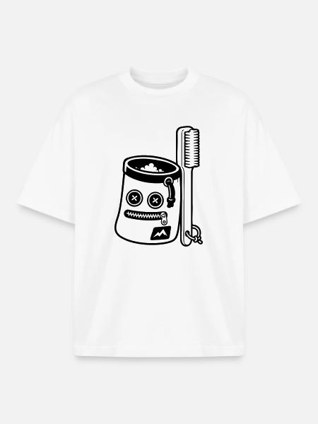Bouldering Chalkbag Brush Motif - Boxy Heavyweight Unisex Organic T-Shirt by Stanley/Stella - white