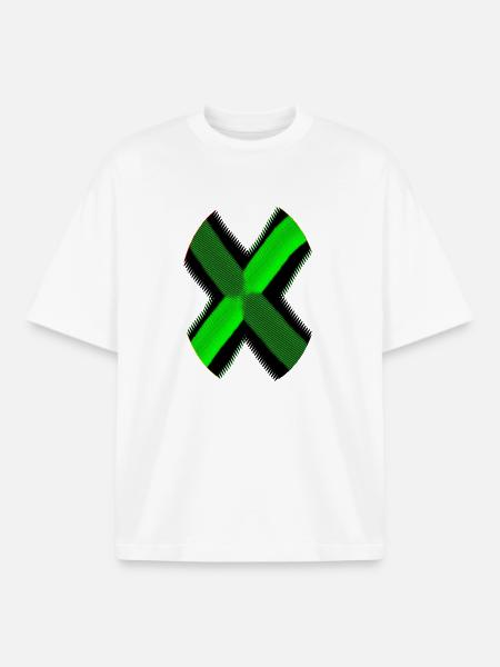Neon X Pattern Green Black - Boxy Heavyweight Unisex Organic T-Shirt by Stanley/Stella - white