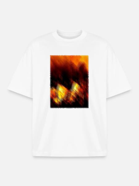Fire Circle Wave Pattern - Boxy Heavyweight Unisex Organic T-Shirt by Stanley/Stella - white