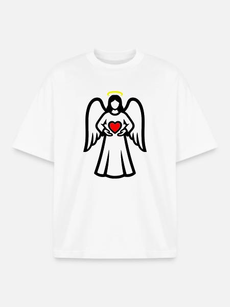 engel-paar-mit-herz-piktogramm-2 - Boxy Heavyweight Unisex Organic T-Shirt von Stanley/Stella - Weiß