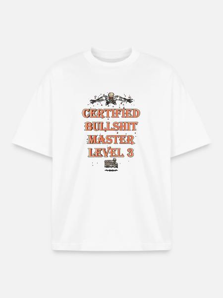Certified Bullshit Master Level 3 - Boxy Heavyweight Unisex Organic T-Shirt by Stanley/Stella - white