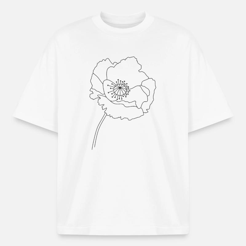 Silhouette de fleur de pavot - T-shirt unisexe boxy épais biologique Stanley/Stella - blanc