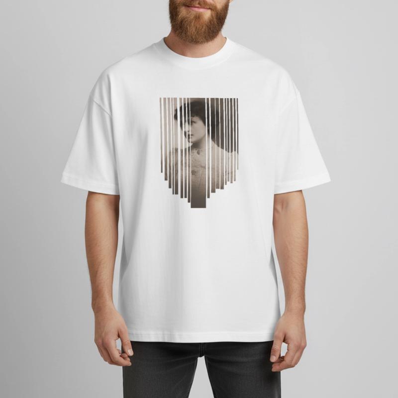 Portrait vintage avec bande de code-barres T-shirt unisexe boxy épais biologique Stanley/Stella