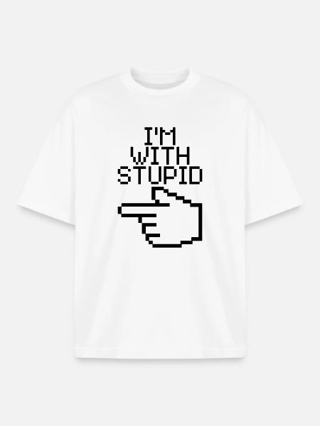 I'm with stupid - Boxy Heavyweight Unisex Organic T-Shirt by Stanley/Stella - white
