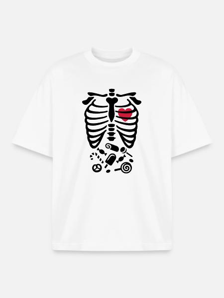 Halloween-Röntgenstrahl-Kostüm Süßigkeiten - Boxy Heavyweight Unisex Organic T-Shirt von Stanley/Stella - Weiß