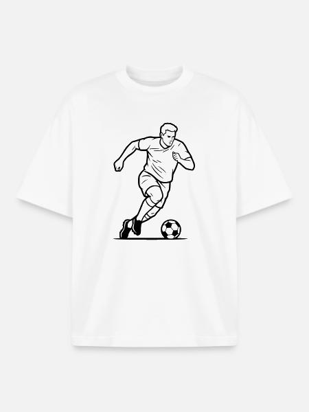 Soccer Player Shot Goal Scorer Vector - Boxy Heavyweight Unisex Organic T-Shirt by Stanley/Stella - white