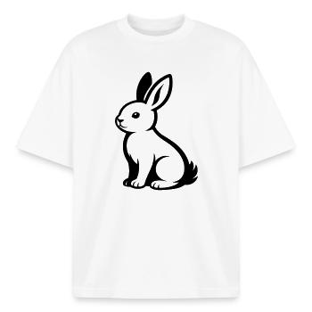 Hare - Boxy Heavyweight Unisex Organic T-Shirt by Stanley/Stella - white - Front - AI Model Male 185 light (185cm) & AI Model Female 172 dark (172cm)