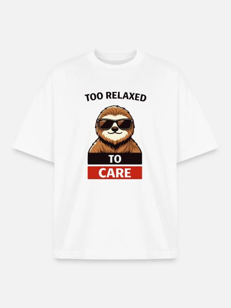 Too Relaxed To Care Sloth - Boxy Heavyweight Unisex Organic T-Shirt by Stanley/Stella - white