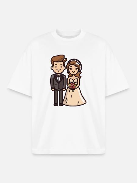 Couple Wedding Bride Groom - Boxy Heavyweight Unisex Organic T-Shirt by Stanley/Stella - white