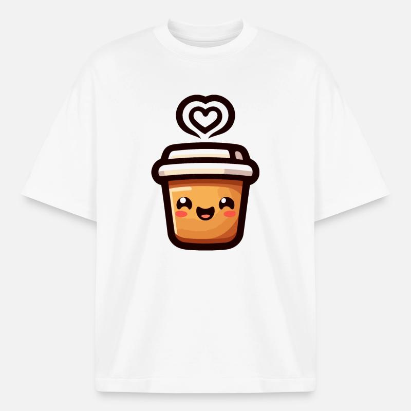 Caffeine Cutie: The Joyful Java - Heavyweight Boxy Unisex T-Shirt by Stanley/Stella - white