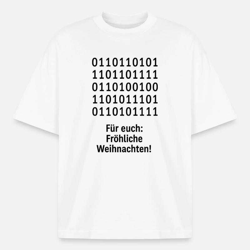 Christmas Code Binary Pattern - Heavyweight Boxy Unisex T-Shirt by Stanley/Stella - white