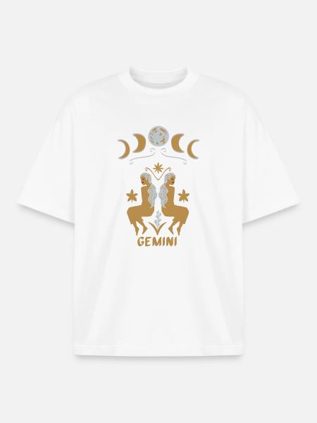 Gemini - Gemini Zodiac Sign - Boxy Heavyweight Unisex Organic T-Shirt by Stanley/Stella - white