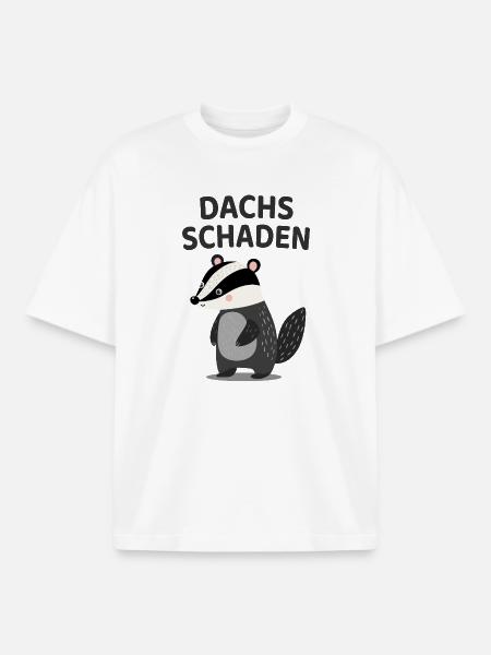 Dachs Schaden Lustiger Dachs Spruch - Boxy Heavyweight Unisex Organic T-Shirt von Stanley/Stella - Weiß