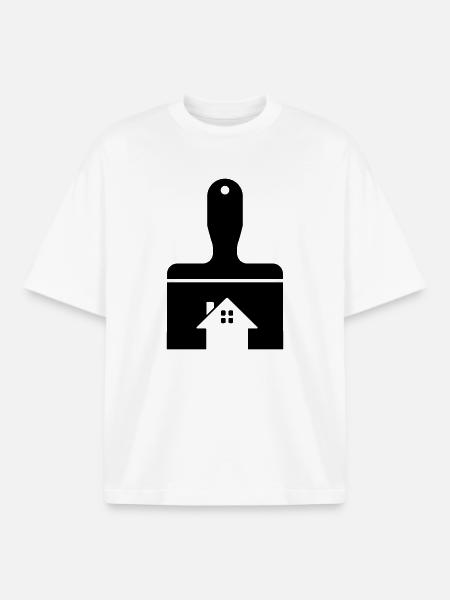 Painter House Renovation Motif - Boxy Heavyweight Unisex Organic T-Shirt by Stanley/Stella - white