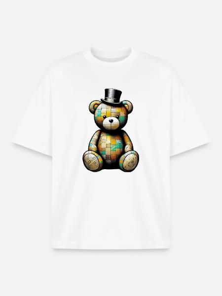Bamse Bamse Top Hat - Stanley/Stella unisex boxy heavyweight T-shirt økologisk - hvid