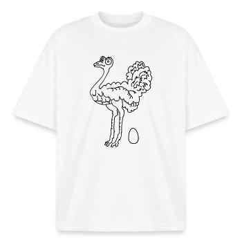 Autruche - T-shirt unisexe boxy épais biologique Stanley/Stella - blanc - Devant - AI Model Male 185 light (185cm) & AI Model Female 172 dark (172cm)