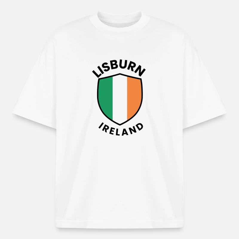 Drapeau d’Irlande de Lisburn - T-shirt unisexe épais coupe boxy Stanley/Stella - blanc