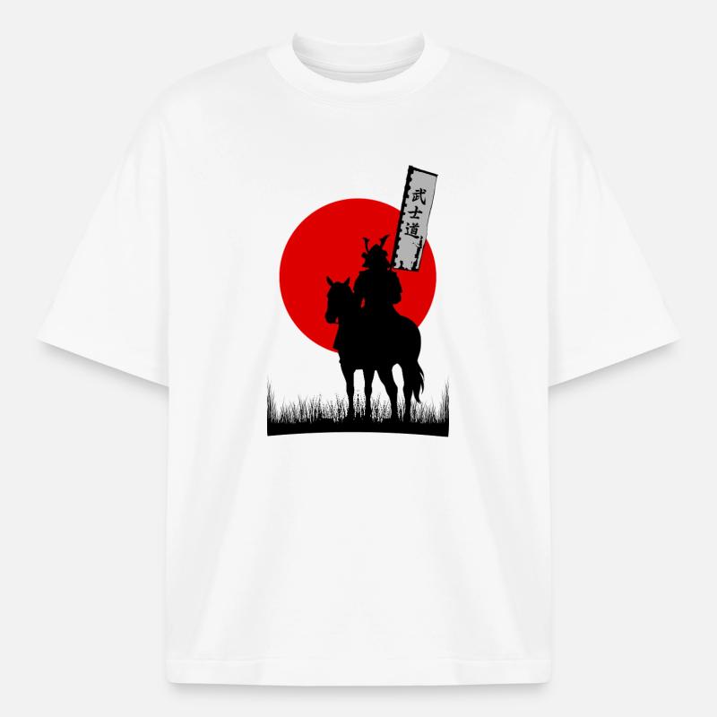 BUSHIDO, SAMURAI-KRIEGER-CODE | 8K SAUBERE SILHOUTTE - Boxy Heavyweight Unisex Organic T-Shirt von Stanley/Stella - Weiß