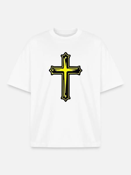 Cross Jesus Christian Symbol - Boxy Heavyweight Unisex Organic T-Shirt by Stanley/Stella - white