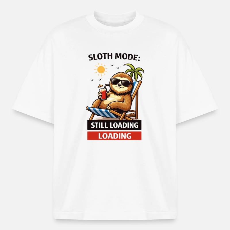 Sloth Mode: Still Loading - Boxy Heavyweight Unisex Organic T-Shirt by Stanley/Stella - white