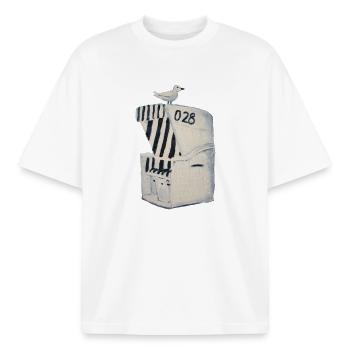 Beach chair - Boxy Heavyweight Unisex Organic T-Shirt by Stanley/Stella - white - Front - AI Model Male 185 light (185cm) & AI Model Female 172 dark (172cm)